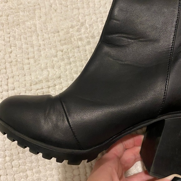 Zip-up Black Faux Leather Half Booties combat Chelsea - Picture 5 of 8